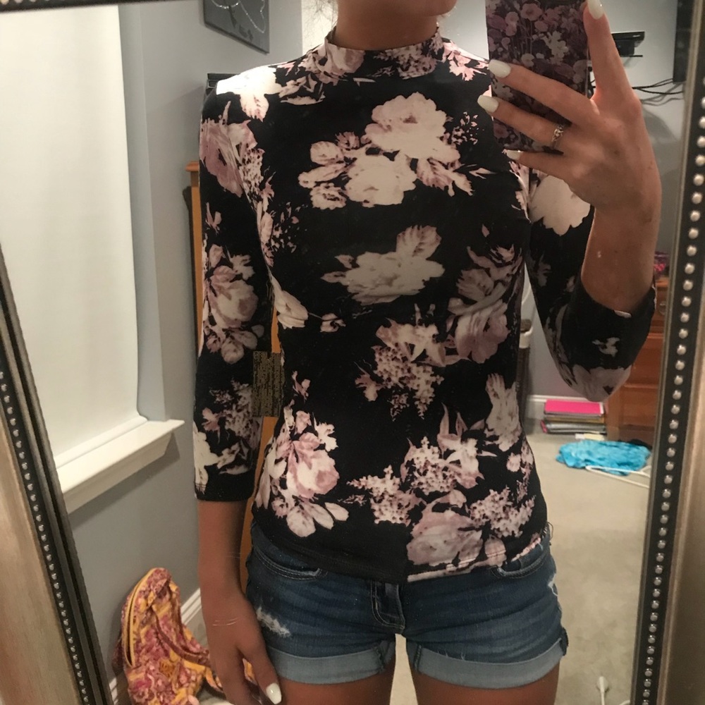 High neck floral blouse
